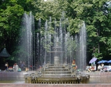 Fontein in het stadspark "Stefan cel Mare si Sfint" in Chisinau, Moldavië.