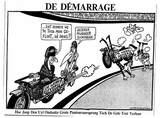 Ondanks de winst van de PvdA werd CDA'er Van Agt premier. Dit kwam volgens de tekenaar omdat 'wielergek' Van Agt het spelletje slimmer speelde.