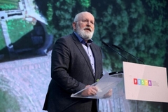 Frans Timmermans speaks during the Forum of Environmental Sustainable Tourism in Albania.